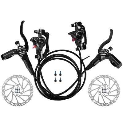 Produktbild von Fahrrad Hydraulische Scheibenbremsen Vorne Hinten Bremssaettel Set fuer MTB Mountainbike Links Rechts Bremshebel Kit mit 160mm Scheibenrotor