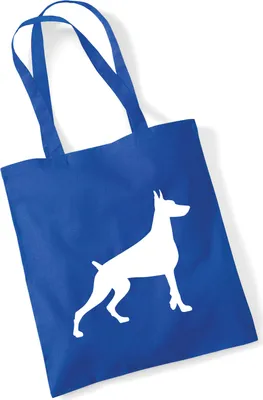 Produktbild von Huuraa Jutebeutel Dobermann Silhouette 10 Liter Bright Royal Baumwolle Tasche Geschenkidee