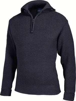 Produktbild von modAS Uni Troyer aus 100% Schurwolle - Seemann-Pullover mit Troyer-Kragen in Marine Größe 62