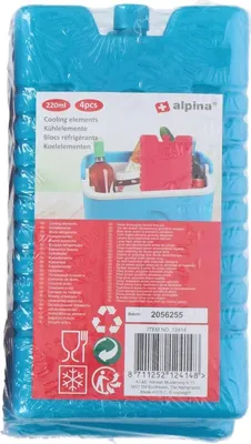 Image de Alpina accumulateurs de froid lot de 4 4×220 ml - bleu - convient pour aliments, réutilisable - éléments de refroidissement pour glacière & sac isotherme, camping, pique-nique, plage - 9×2×16,5 cm chacun