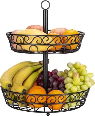 Produktbild von Famanu Obstkorb 2 Etagen mit Handgriff - Schwarz