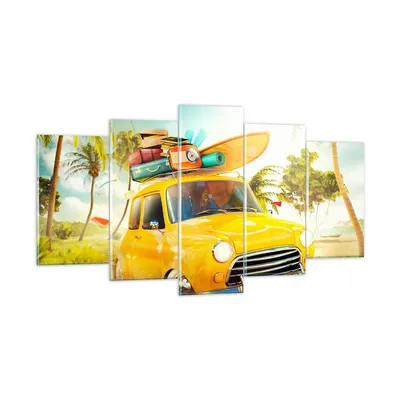 Produktbild von Bilder auf glas - Auto Strand Reise Sommer - 160x85cm - Glasbilder - Wandbilder - Kunstdruck - zum Aufhängen bereit - Wanddekoration aus Glas - Glas Bilder - Wandbild auf Glas - GEA160x85-2839