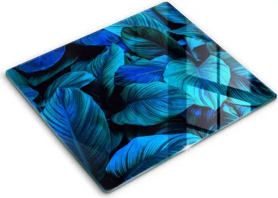 Produktbild von Glasschneideplatte - Herdabdeckplatte - 60x52 - Schneidebrett - Spritzschutz - Dschungelvegetation Blätter