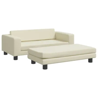 Zdjęcie produktu dla Sofa dziecięca z podnóżkiem, kremowa, 100x50x30 cm,
