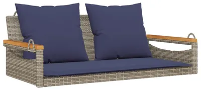 Image de Balancelle avec coussins gris 109x62x40 cm résine tressée
