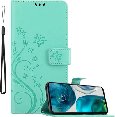 Zdjęcie produktu dla Pokrowiec Cadorabo do Motorola MOTO G52 4G / G82 5G w kolorze FLORAL TURQUOISE pokrowiec ochronny w kwiatowy wzór z magnetycznym zamknięciem, funkcją podstawki i kieszeniami na karty etui z klapką w kwiaty etui na telefon komórkowy etui na książkę