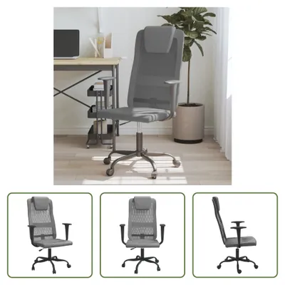 Produktbild von The Living Store Bürostuhl Höhenverstellbar Grau Netzstoff und Kunstleder
