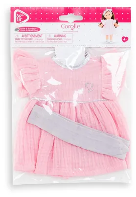 Produktbild von Corolle Puppenkleid mit Haarband - rosa Kleid für 36 cm Puppen
