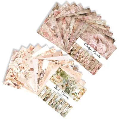 Zdjęcie produktu dla 48 arkuszy dekoracyjnego papieru do scrapbookingu z motywem kwiatowym