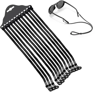 Dailygoods - Brillenband 12 Stück - Verstellbar - Nylon - Antirutsch - Schwarz - Inklusive Brildoekje 60 cm - Brillenketten