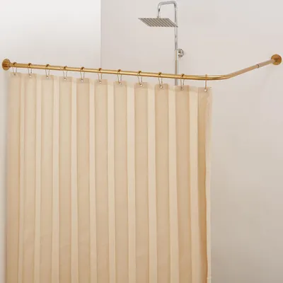 Produktbild von Verstellbare L-förmige Duschvorhangstange 61-134 cm - 90 Grad gebogen - 12 Haken