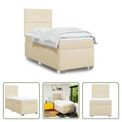 Produktbild von The Living Store Boxspringbett mit Matratze Creme 90x200 cm Stoff
