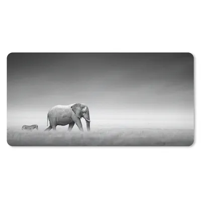 Produktbild von MuchoWow® Mauspad Mousepad Elefant - Tiere - Landschaft - Schwarz und weiß - Zebra 60x30 cm - Mousepads - Maus Mat - Pad - Mausunterlage - Nachhaltig
