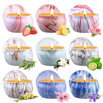 Duftkerzen-Set, 9 Aromatherapie-Kerzen aus Sojawachs, Reisegröße