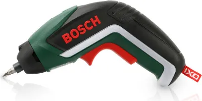 A Bosch IXO cordless screwdriver is shown against a white background.