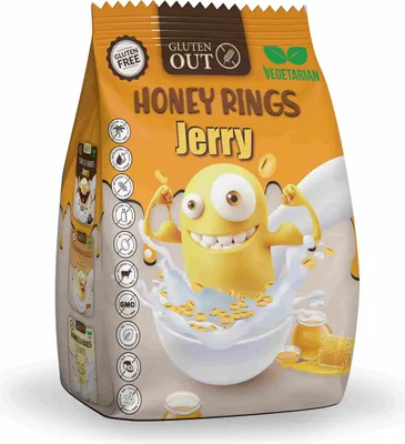Zdjęcie produktu dla Nerano Honey Rings Jerry Breakfast Cereal Bezglutenowe Wegańskie 375g
