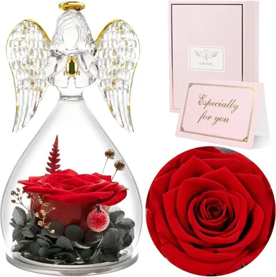 Obrázok produktu pre Večná ruža Angel Glass Dome Darček ku Dňu matiek Babička Red