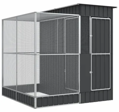 Zdjęcie produktu dla vidaXL Woliera z nadstawką srebrna 209 x 203 x 216 cm stalowa