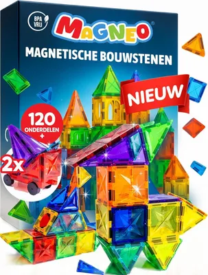 Produktbild von Magnetische Bausteine 120-teilig, 2 Autos, für Kinder ab 3 Jahren, Lernspielzeug