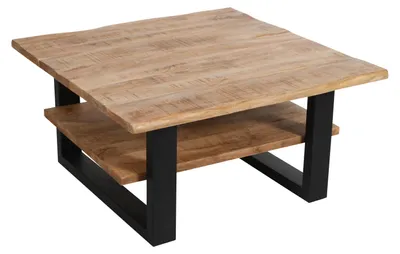 Produktbild von Couchtisch Baumkante 90 x 90 cm Mango massiv + rough schwarz PATRICK