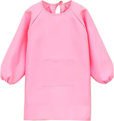 Imagen del producto de Delantales infantiles con mangas y bolsillos, color rosa, tallas de 7 a 11 años y de 12 a 16 años, ideales para pintar y manualidades