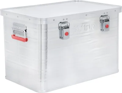 Produktbild von STIER Alubox, Aluminiumbox 65L, Staub- und spritzwasserresistent mit Gummidichtung und 2 Klapphandgriffen, Alukiste mit Spannverschluss, zuverlässige geruchsneutrale Aufbewahrung