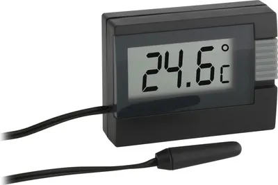 Produktbild von TFA Dostmann Digitales Thermometer, inkl wasserdichter Temperaturfühler, klein, schwarz,L 54 x B 16 (30) x H 39 mm