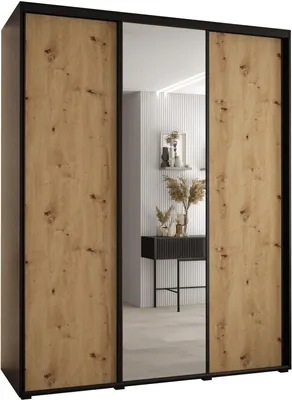 Produktbild von MEBLE KRYSPOL Davos 3 Schrank, drei Türen - 235,2x190x60 cm - Schwarz Artisan Schwarz