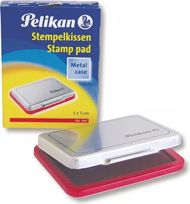 Produktbild von Pelikan Stempelkissen im Metallic-Gehäuse, Rot, Silber, Metall, 70 mm, 50 mm