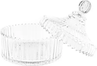 Obrázok produktu pre Sklenená miska s viečkom Transparentný dizajn s vlnkami na občerstvenie, sladkosti 14x15cm