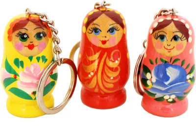 Produktbild von Schlüsselanhänger Matroschka 3 Stück Gelb Rot Rosa