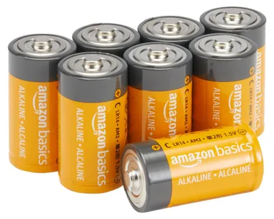Zdjęcie produktu dla Baterie alkaliczne Amazon Basics typu C (tzw. "paluszki"), 1,5 V, możliwość przechowywania przez 5 lat, 8 sztuk w opakowaniu
