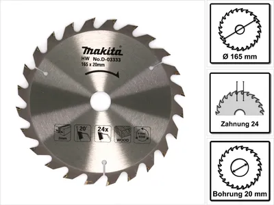 Obrázok produktu pre Makita T.C.T SAW BLADE 165x20x2,0mm 24T 20° 5603R 5604R Makita