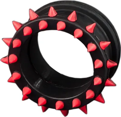 Produktbild von viva-adorno 1 Stück 4mm Flesh Tunnel Plug Ohr Piercing Spikes Silikon flexibel verschiedene Farben Größe 4 - 26mm Z109,schwarz / rot