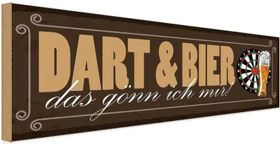 Produktbild von vianmo Holzschild 10x27 cm Dart & Bier das gönn ich mir Sport Hobby