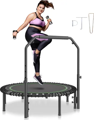 Produktbild von VEVOR Faltbares Mini-Trampolin Fitness-Rebounder 1295 mm 205 kg belastbares Tainingstrampolin, Rebounder Sport Trampolin Gartentrampolin mit 4-stufig höhenverstellbarem Griff  & 42 Spanngurten