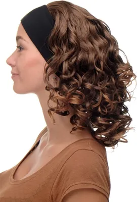 Produktbild von WIG ME UP Perücke Stirnband Braun-Blond-Mix Locken Schulterlang BRO-704-6T27