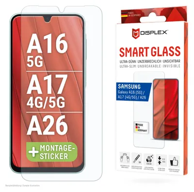 Image de Displex Smart Glass (9H) pour Samsung Galaxy A26/A16 (5G)/A17 (4G/5G), autocollant de montage, incassable