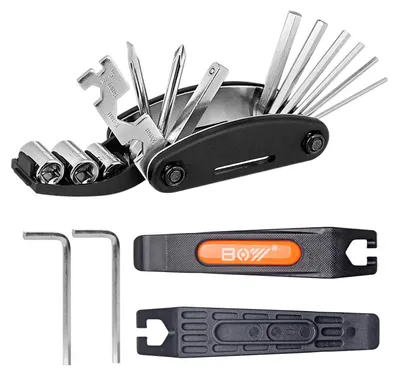Productafbeelding van Fietsreparatieset - Bandenlichters - 16-in-1 multitool - binnenzeskantsleutels 2 tot 6 mm