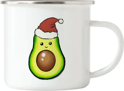 Produktbild von Weihnachts-Avocado Emaille-Tasse Geschenkidee Avocado-Fans Guacamole Süßes Motiv für Weihnachten für Familie Freunde