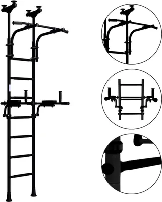 Produktbild von Indoor Sprossenwand deckenmontage für Erwachsene  Klettergerüst aus Metall mit Zubehör Teenager Plus, elite schwarz