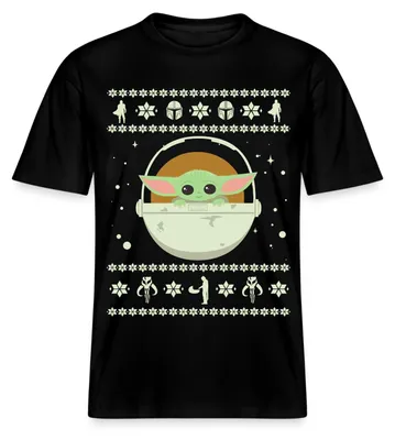 Produktbild von Star Wars: Mandalorian Grogu Weihnachten Relaxed Fit Uni T-Shirt, XL, Schwarz