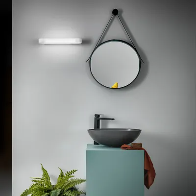 Image de Applique Gap 12W Led 1260Lm 3000K Structure En Aluminium Blanc Mat Diffuseur Acrylique Ip44 - Design Moderne - Gea Luce