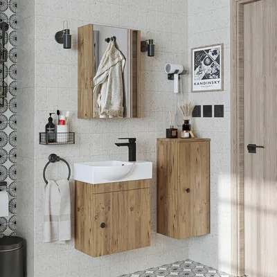 Produktbild von Roomart PUNTO Badmöbel-Set 4-teilig 46.5 cm breit, Eiche
