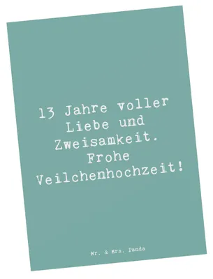 Produktbild von Mr. & Mrs. Panda Postkarte Spruch 13. Hochzeitstag Veilchenhochzeit - Meeresbrise - Geschenk, Ehemann, Postkarten, Ansichtskarten, Geschenke, Fotokarte, Heiraten, Heirat
