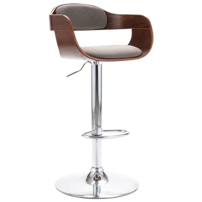 Image de Tabouret de bar contreplaqué et tissu taupe