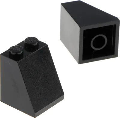 Obrázok produktu pre 2x strešná škridla Lego 65° 2x2x2 čierne šikmé tehly so základnou rúrkou 3678b