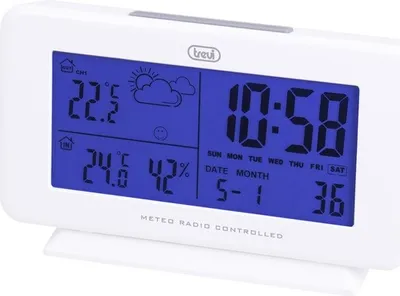Obrázok produktu pre Trevi ME 3108 RC, Biela, Vnútorný vlhkomer, Vnútorný teplomer, Vonkajší teplomer, Vlhkomer, Teplomer, Vlhkomer, Teplomer, Plast, F, °C