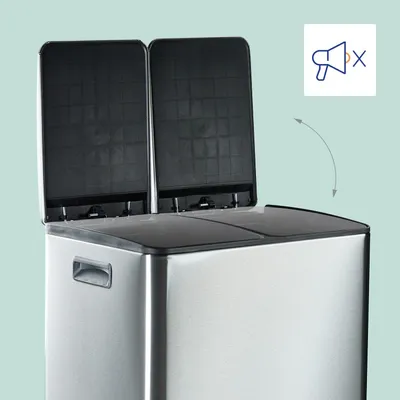 Image de Poubelle de cuisine à double compartiment de 30 L avec pédale