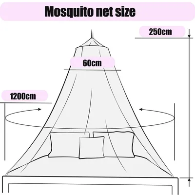 Produktbild von Moskito-Netz für Bett, großes weißes Kuppelnetz, 60x250x1200 cm, für Doppel- und Einzelbett